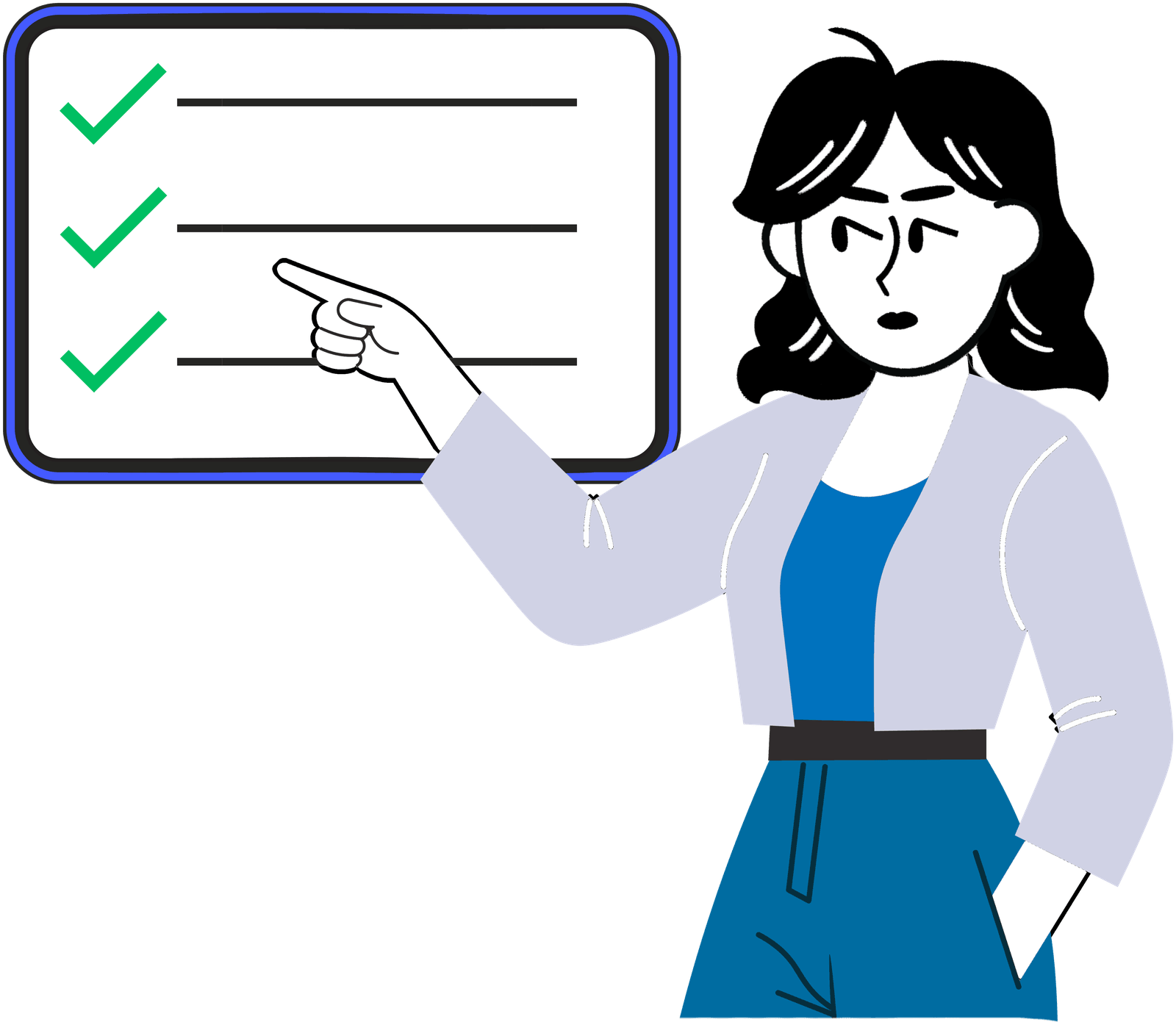 A recruiter beside a checklist, pointing